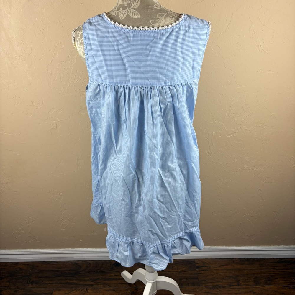 Eileen West Blue Nightgown Nightie Chemise Embroidered Ribbon Women’s size large - Picture 6 of 11